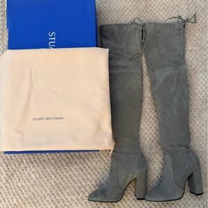 Stuart Weitzman Sand Taupe Beige Over-the-Knee Suede Ariana 100 City Boot 5B